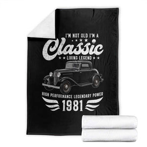 45th Birthday Classic Car For Legends Born In 1981 Throw Blanket Vintage Classic Hot Rod Coupe