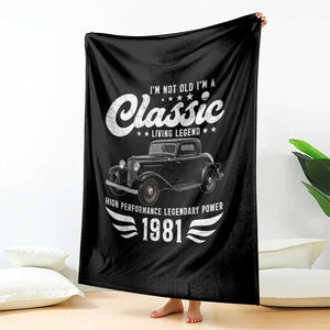 45th Birthday Classic Car For Legends Born In 1981 Throw Blanket Vintage Classic Hot Rod Coupe