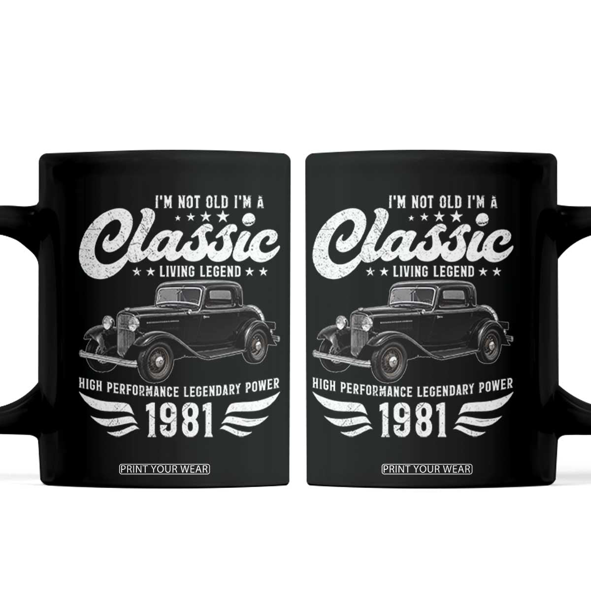 45th Birthday Classic Car For Legends Born In 1981 Coffee Mug Vintage Classic Hot Rod Coupe