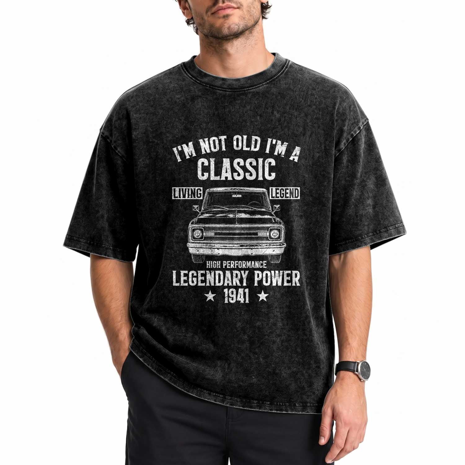 85th Birthday Classic Car For Legends Born In 1941 Washed Cotton T-Shirt I'm Not Old I'm Classic Vintage Classic Pickup Truck