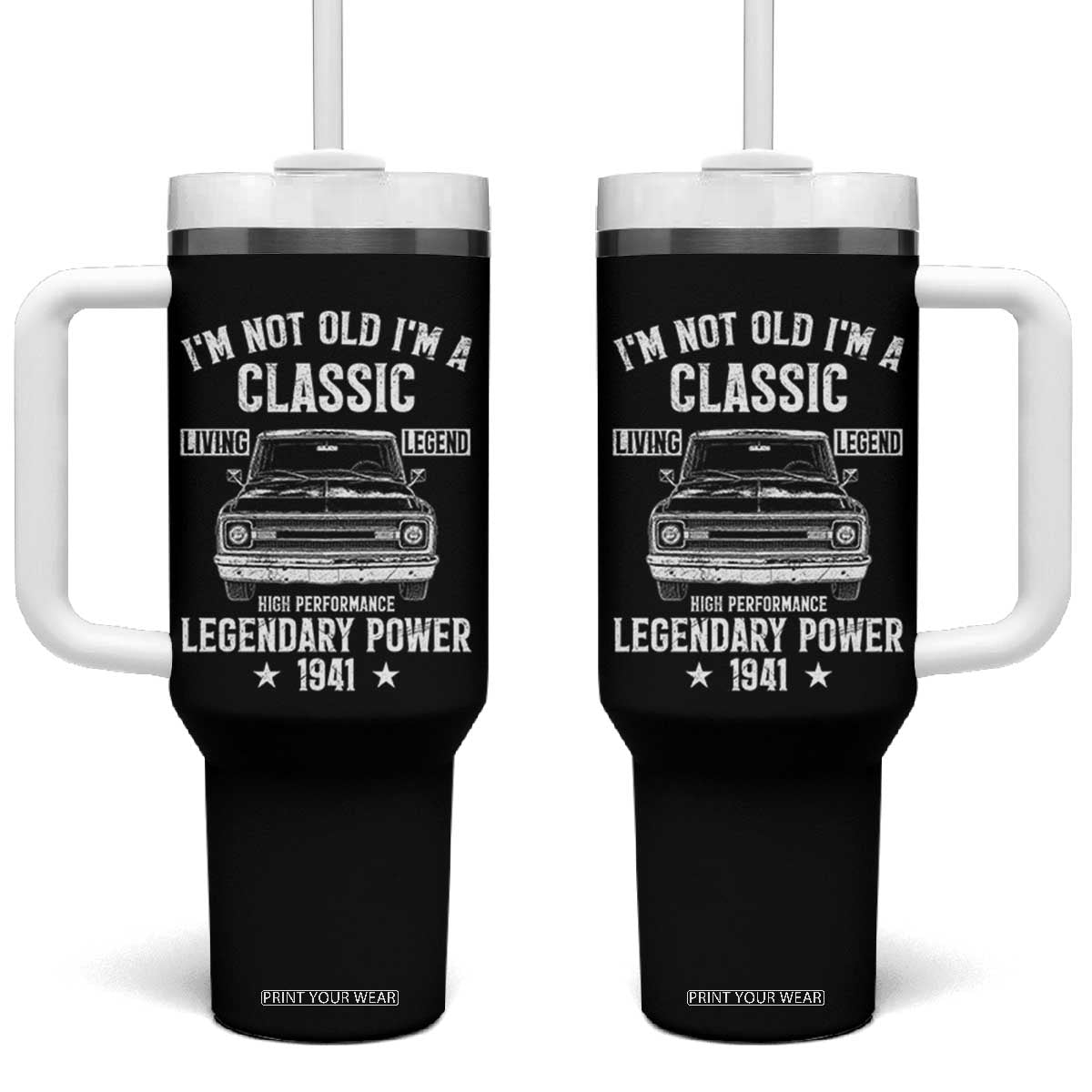 85th Birthday Classic Car For Legends Born In 1941 Tumbler With Handle I'm Not Old I'm Classic Vintage Classic Pickup Truck