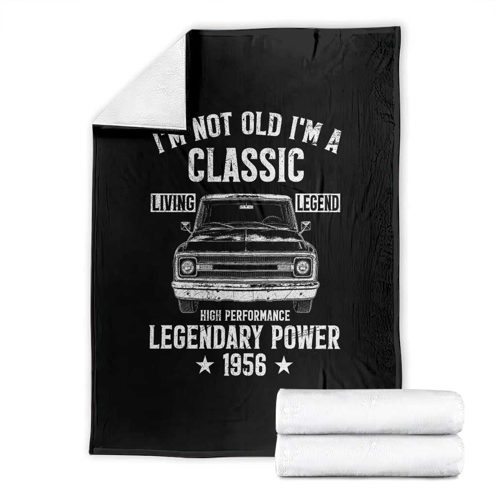 70th Birthday Classic Car For Legends Born In 1956 Throw Blanket I'm Not Old I'm Classic Vintage Classic Pickup Truck