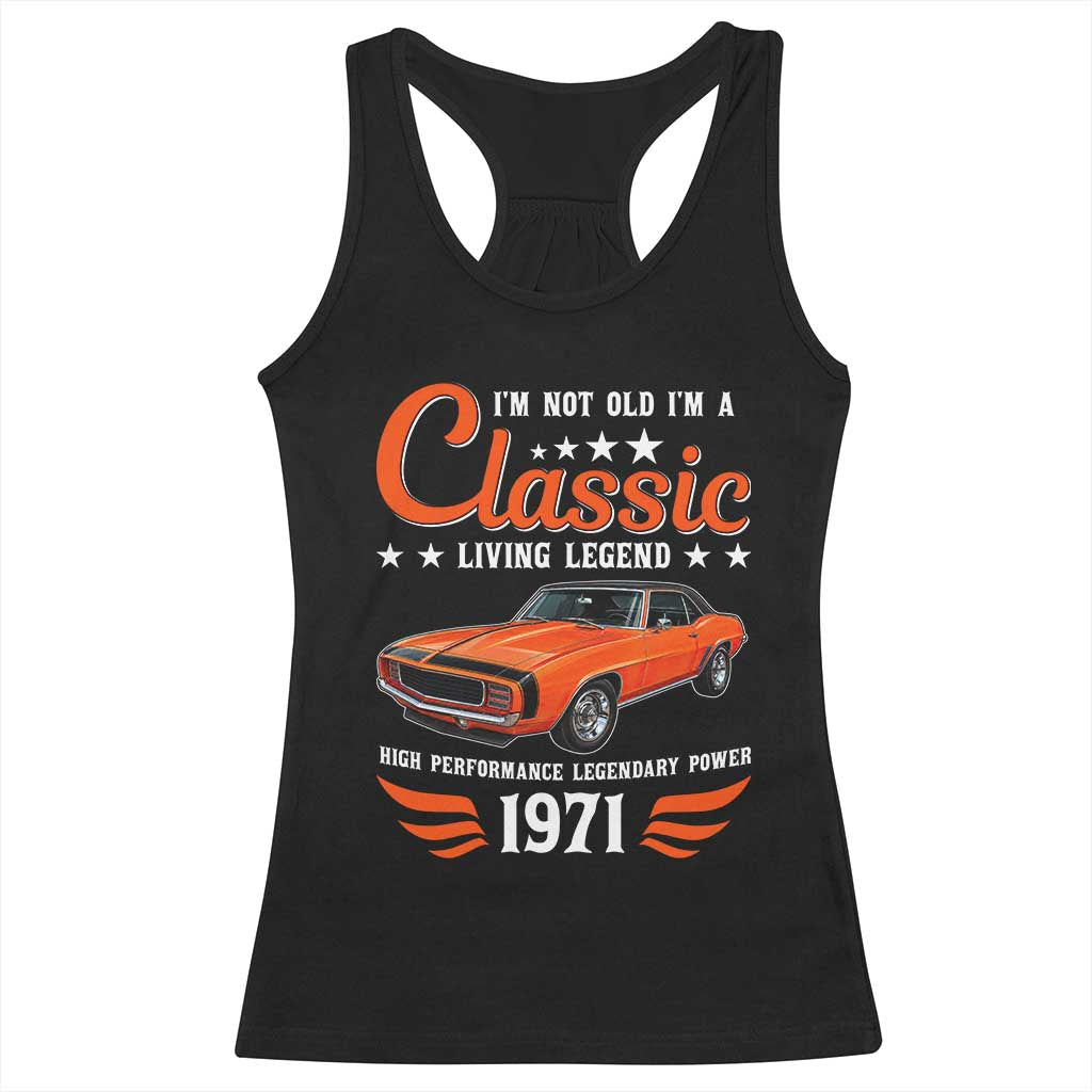 50th Birthday Classic Car For Legends Born In 1976 Racerback Tank Top I'm Not Old I'm Classic Vintage American Pony Car