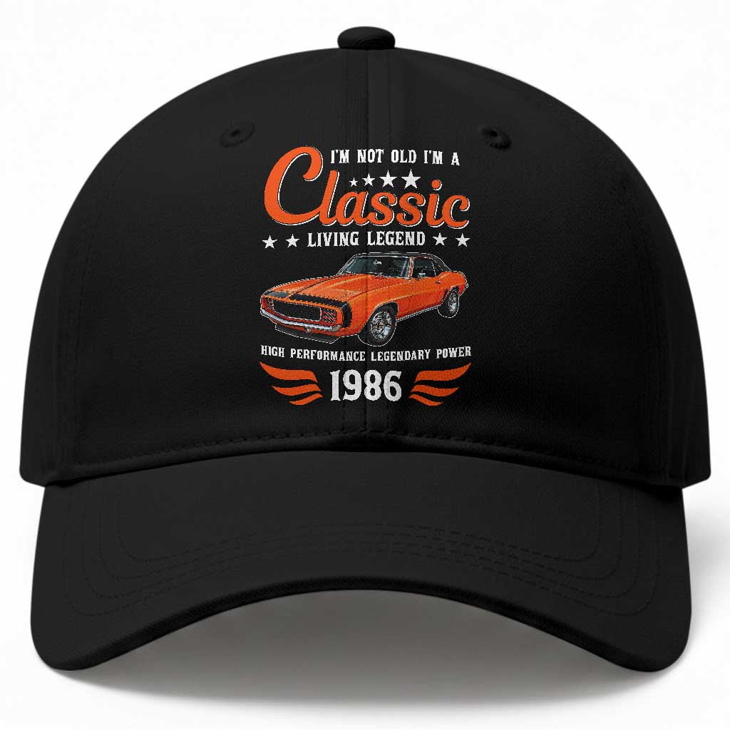 40th Birthday Classic Car For Legends Born In 1986 Baseball Cap I'm Not Old I'm Classic Vintage American Pony Car