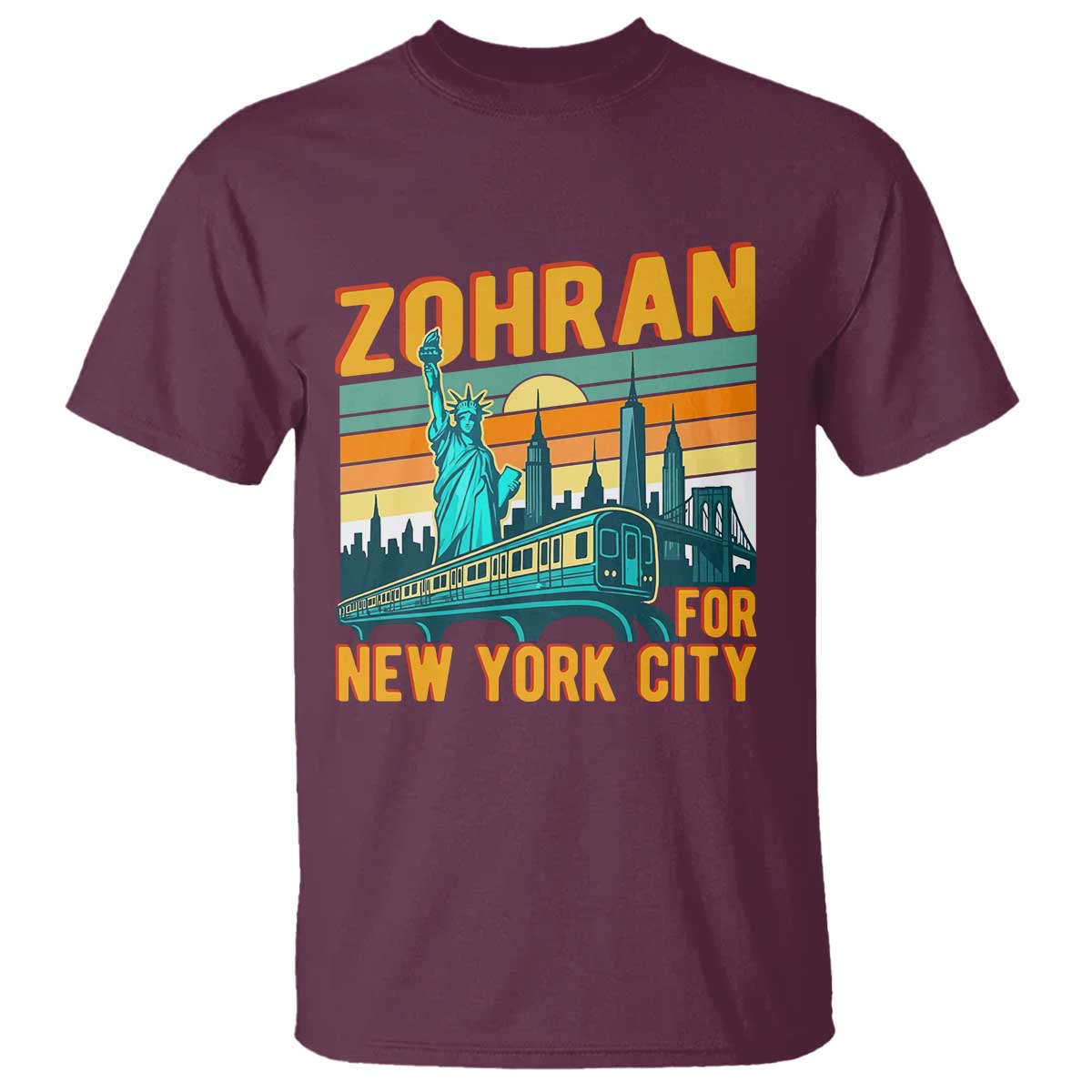 Zohran Mamdani NYC Mayor T Shirt TS14 Maroon Print Your Wear