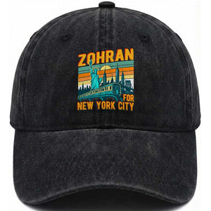 Zohran Mamdani NYC Mayor Washed Cotton Baseball Cap TS14 Washed Cap Universal Fit Black Print Your Wear