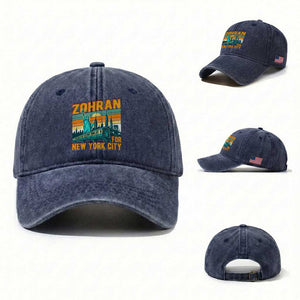 Zohran Mamdani NYC Mayor Washed Cotton Baseball Cap TS14 Washed Cap Universal Fit Navy Print Your Wear