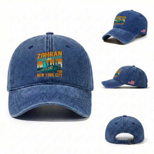 Zohran Mamdani NYC Mayor Washed Cotton Baseball Cap TS14 Washed Cap Universal Fit Royal Blue Print Your Wear