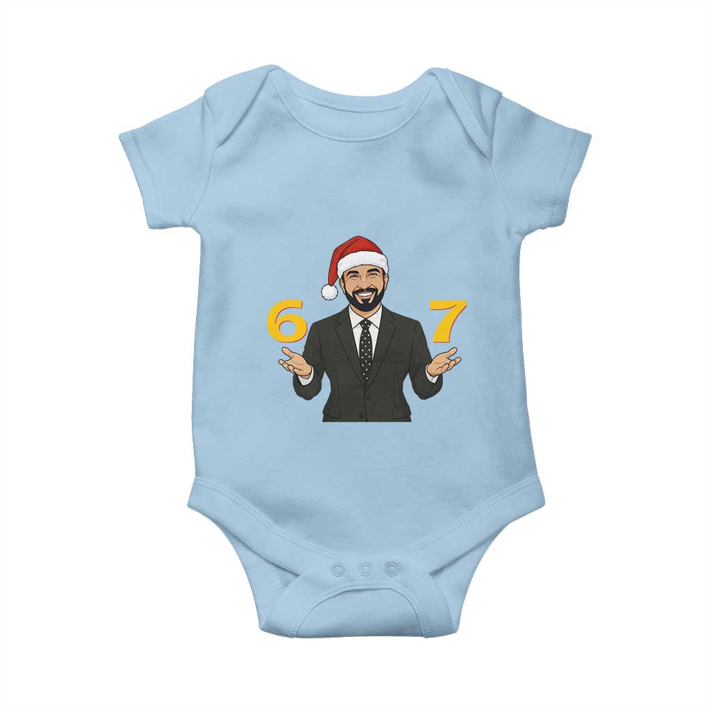 67 Six Seven Zohran Mamdani Christmas Baby Onesie TS14 Light Blue Print Your Wear