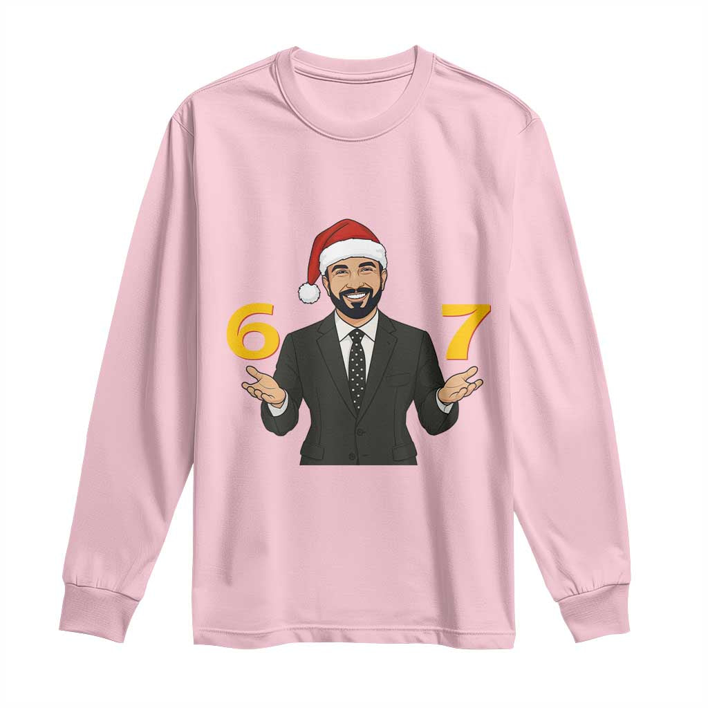 67 Six Seven Zohran Mamdani Christmas Long Sleeve Shirt TS14 Light Pink Print Your Wear