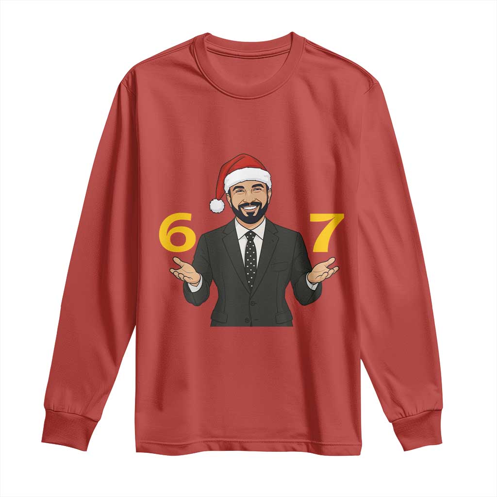 67 Six Seven Zohran Mamdani Christmas Long Sleeve Shirt TS14 Red Print Your Wear
