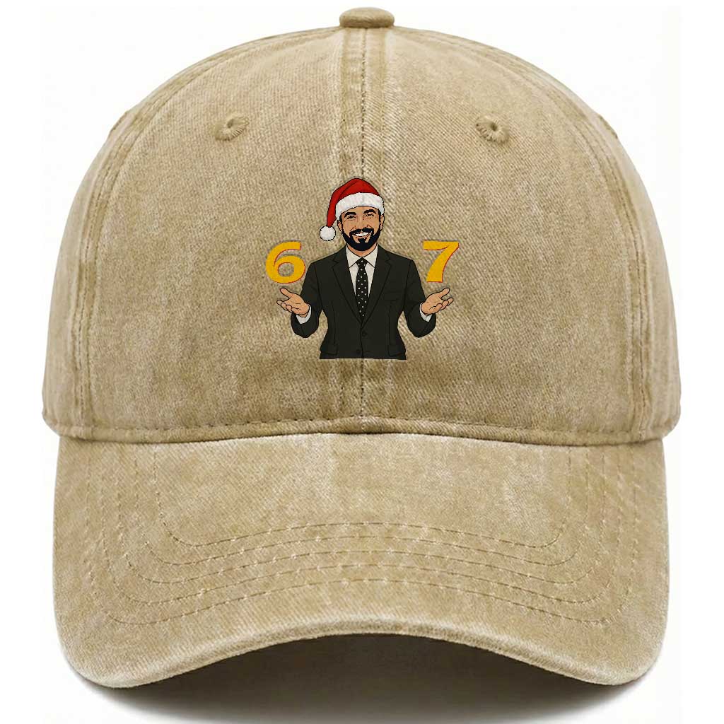 67 Six Seven Zohran Mamdani Christmas Washed Cotton Baseball Cap TS14 Washed Cap Universal Fit Khaki Print Your Wear