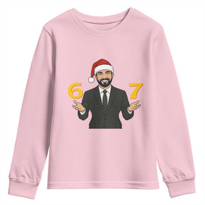 67 Six Seven Zohran Mamdani Christmas Youth Sweatshirt TS14 Light Pink Print Your Wear
