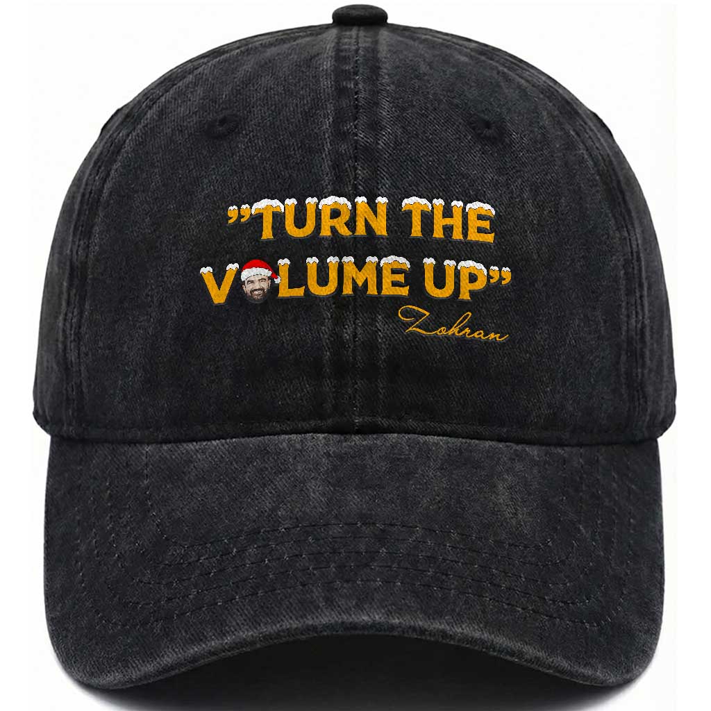 Turn The Volume Up Washed Cotton Baseball Cap Zohran Mamdani Christmas TS14 Washed Cap Universal Fit Black Print Your Wear