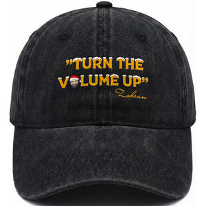 Turn The Volume Up Washed Cotton Baseball Cap Zohran Mamdani Christmas TS14 Washed Cap Universal Fit Black Print Your Wear