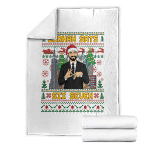 67 Six Seven Zohran Mamdani Christmas Throw Blanket Progressive Democrats TS14 White Print Your Wear