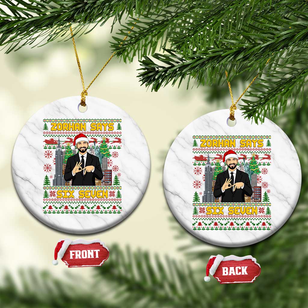 67 Six Seven Zohran Mamdani Christmas Ceramic Ornament Progressive Democrats TS14 1pc White Marble Print Your Wear