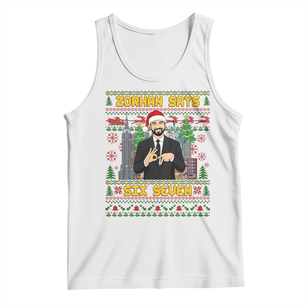 67 Six Seven Zohran Mamdani Christmas Tank Top Progressive Democrats TS14 White Print Your Wear