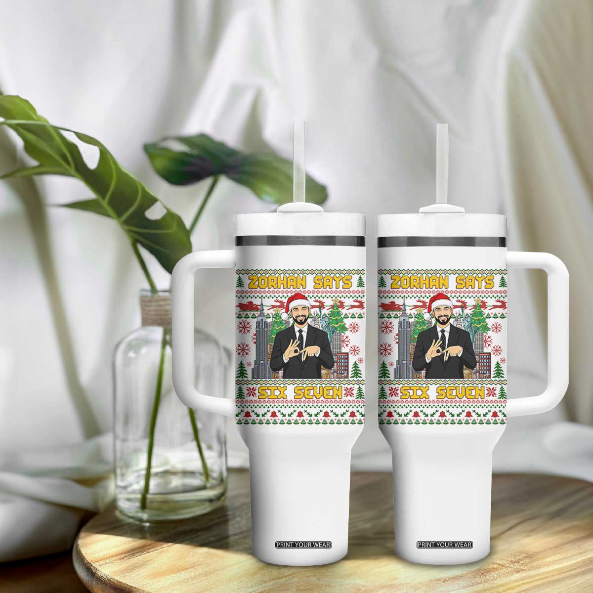 67 Six Seven Zohran Mamdani Christmas Tumbler With Handle Progressive Democrats TS14 Print Your Wear