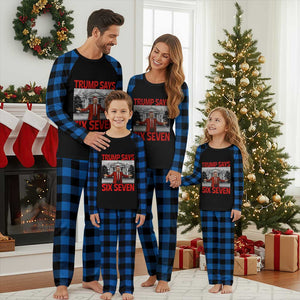67 Six Seven Trump Christmas Plaid Pajama Set TS14 Blue Plaid Print Your Wear