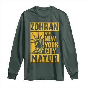 Zohran Mamdani NYC Mayor Long Sleeve Shirt Funny Cool Trendy Progressive TS14 Dark Forest Green Print Your Wear
