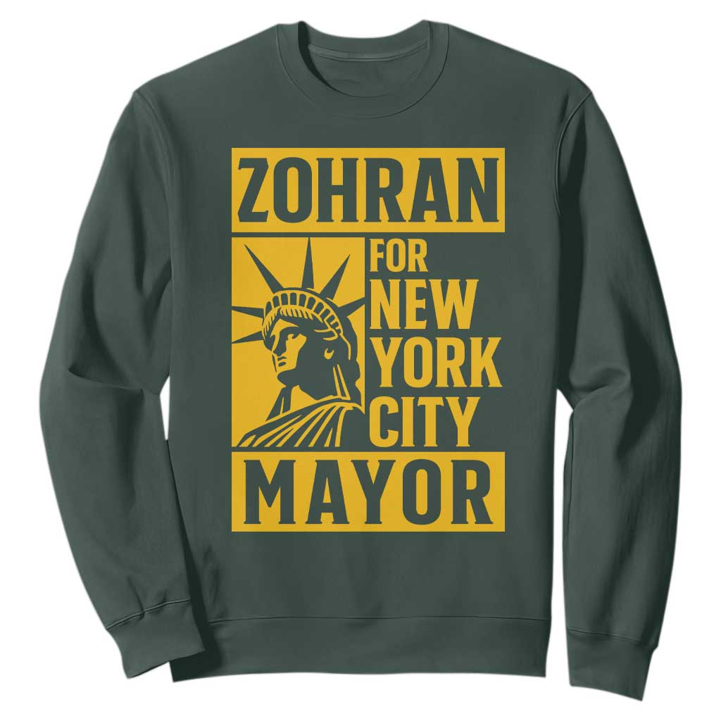 Zohran Mamdani NYC Mayor Sweatshirt Funny Cool Trendy Progressive TS14 Dark Forest Green Print Your Wear