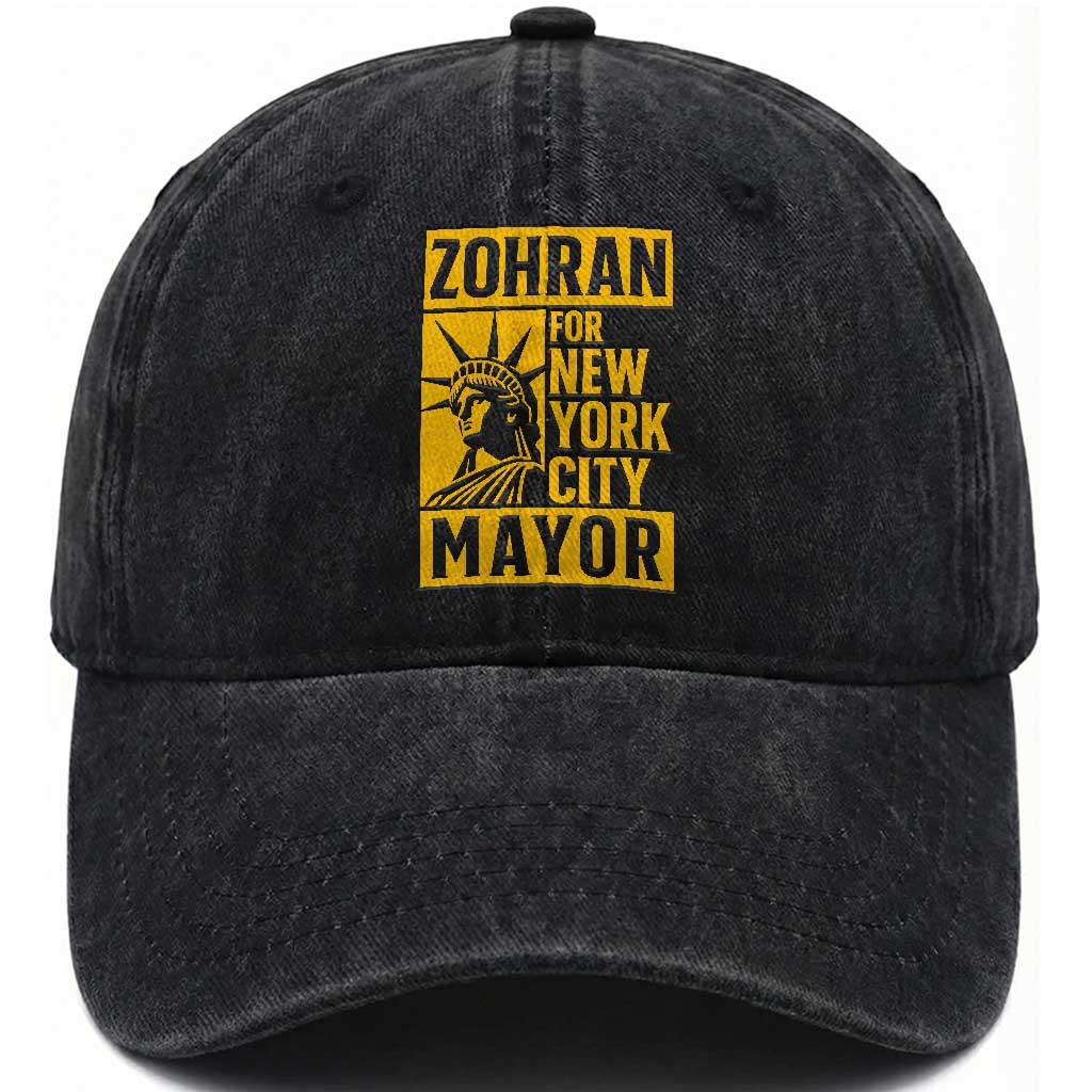Zohran Mamdani NYC Mayor Washed Cotton Baseball Cap Funny Cool Trendy Progressive TS14 Washed Cap Universal Fit Black Print Your Wear