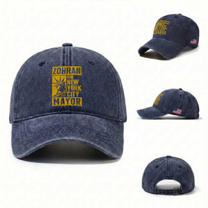 Zohran Mamdani NYC Mayor Washed Cotton Baseball Cap Funny Cool Trendy Progressive TS14 Washed Cap Universal Fit Navy Print Your Wear