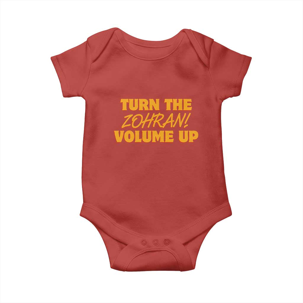 Turn The Volume Up Baby Onesie Zohran Mamdani TS14 Red Print Your Wear