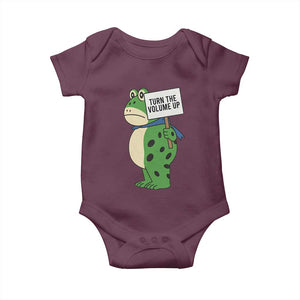 Turn The Volume Up Baby Onesie Resist Frog Portland Protest TS14 Maroon Print Your Wear