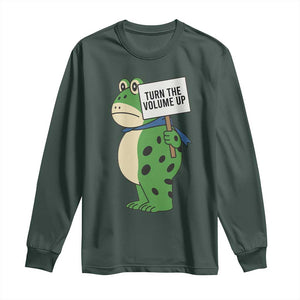 Turn The Volume Up Long Sleeve Shirt Resist Frog Portland Protest TS14 Dark Forest Green Print Your Wear