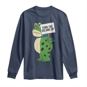 Turn The Volume Up Long Sleeve Shirt Resist Frog Portland Protest TS14 Navy Print Your Wear