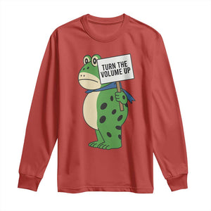 Turn The Volume Up Long Sleeve Shirt Resist Frog Portland Protest TS14 Red Print Your Wear