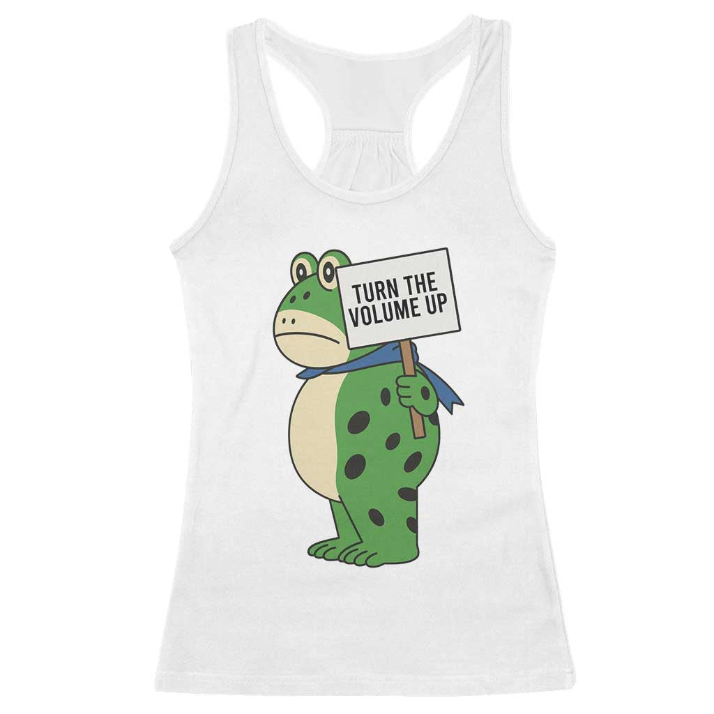 Turn The Volume Up Racerback Tank Top Resist Frog Portland Protest TS14 White Print Your Wear