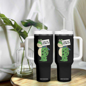 Turn The Volume Up Tumbler With Handle Resist Frog Portland Protest TS14 Print Your Wear