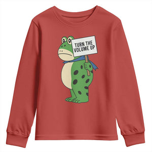 Turn The Volume Up Youth Sweatshirt Resist Frog Portland Protest TS14 Red Print Your Wear