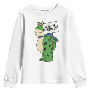 Turn The Volume Up Youth Sweatshirt Resist Frog Portland Protest TS14 White Print Your Wear