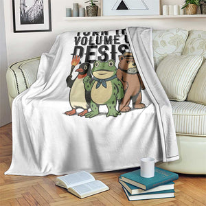 Turn The Volume Up Resist Throw Blanket Portland Frog Bear Penguin Protester TS14 Print Your Wear