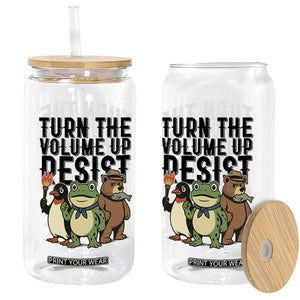 Turn The Volume Up Resist Glass Can Portland Frog Bear Penguin Protester TS14 Print Your Wear