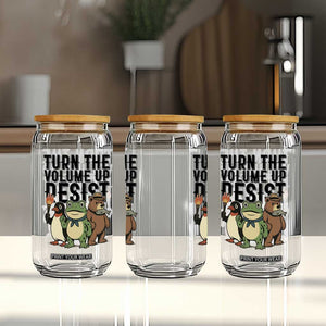 Turn The Volume Up Resist Glass Can Portland Frog Bear Penguin Protester TS14 Print Your Wear