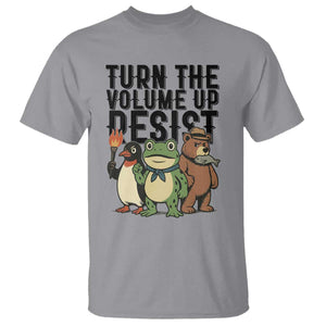 Turn The Volume Up Resist T Shirt Portland Frog Bear Penguin Protester TS14 Sport Gray Print Your Wear