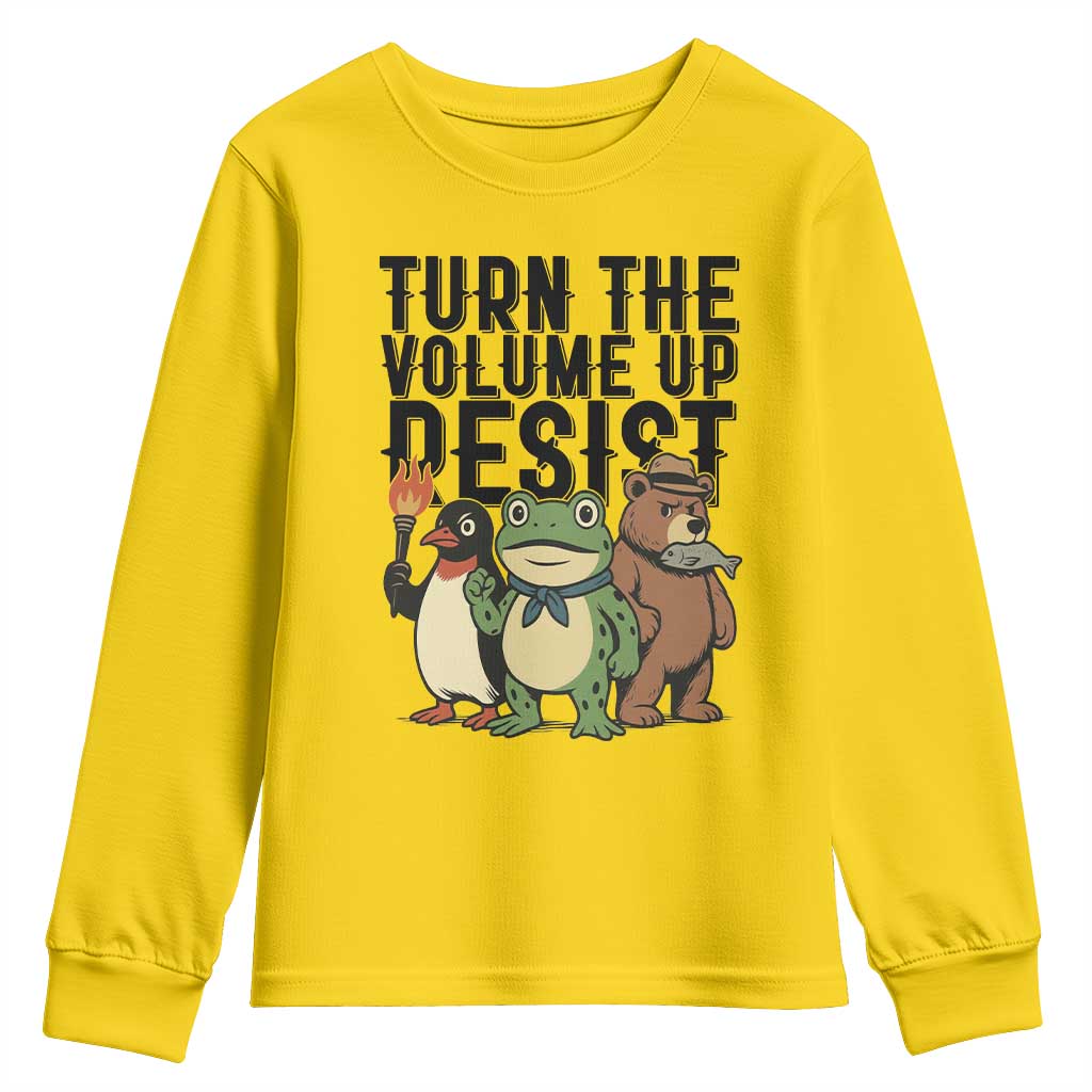 Turn The Volume Up Resist Youth Sweatshirt Portland Frog Bear Penguin Protester TS14 Daisy Print Your Wear