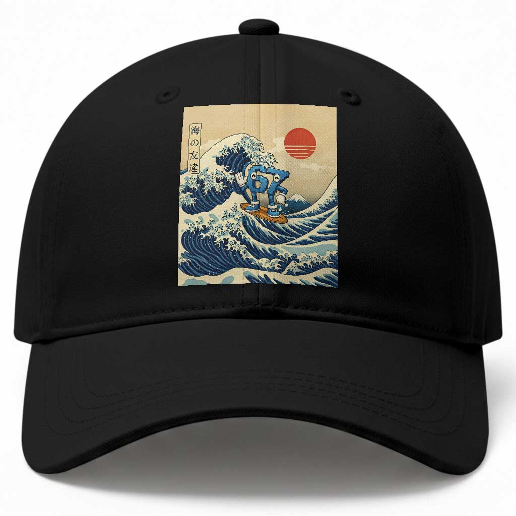 Funny Six Seven Surfing Baseball Cap The Great Wave Kanagawa Japanese 67 Brainrot Meme TS14 Print Your Wear