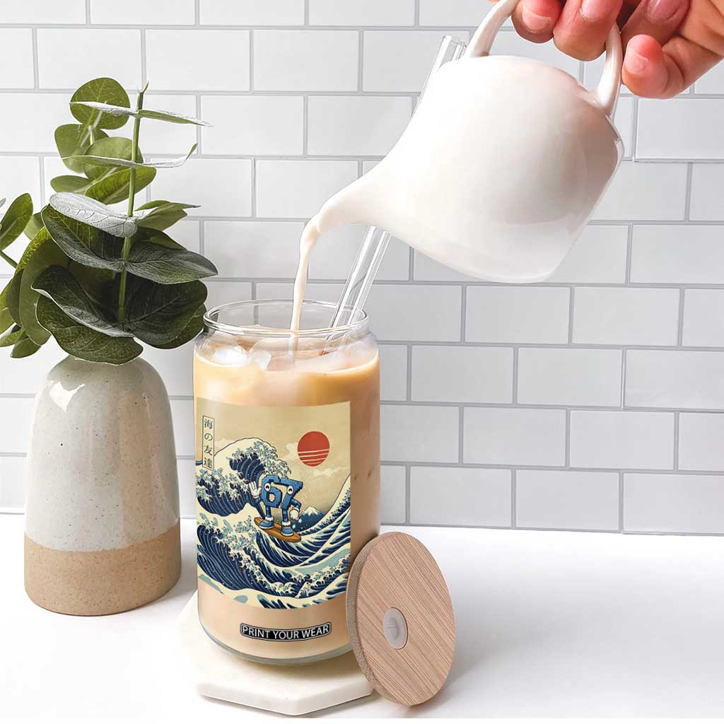 Funny Six Seven Surfing Glass Can The Great Wave Kanagawa Japanese 67 Brainrot Meme TS14 Print Your Wear