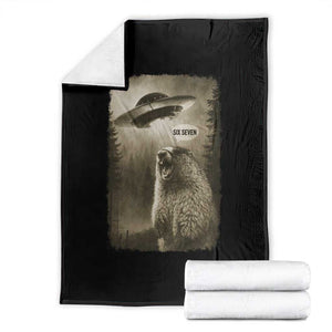 Funny Six Seven Throw Blanket Screaming Groundhog UFO Meme TS14 Black Print Your Wear