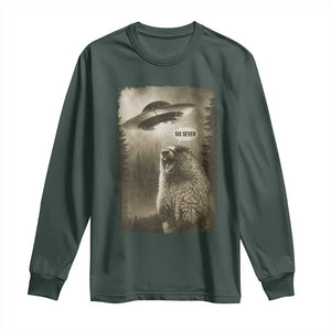 Funny Six Seven Long Sleeve Shirt Screaming Groundhog UFO Meme TS14 Dark Forest Green Print Your Wear