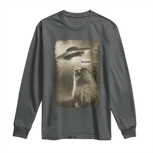 Funny Six Seven Long Sleeve Shirt Screaming Groundhog UFO Meme TS14 Dark Heather Print Your Wear
