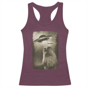 Funny Six Seven Racerback Tank Top Screaming Groundhog UFO Meme TS14 Maroon Print Your Wear