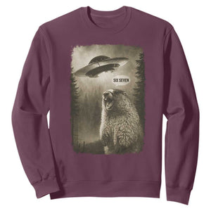 Funny Six Seven Sweatshirt Screaming Groundhog UFO Meme TS14 Maroon Print Your Wear