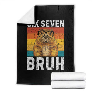 67 Groundhog Meme Throw Blanket Funny Six Seven Bruh Groundhog Day TS14 Black Print Your Wear